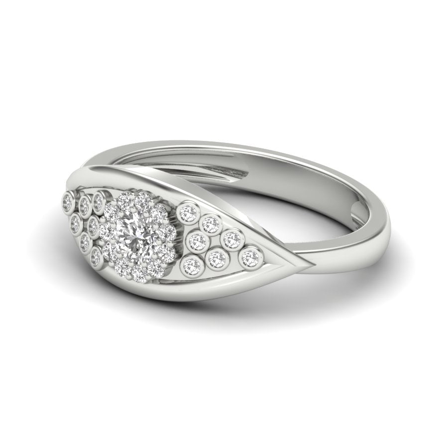 0.33 TW Unique Design Ring Round Cut Lab Grown Diamond Ring Ladies Cluster Unique Engagement Ring Prong Set Wedding Ring PR521