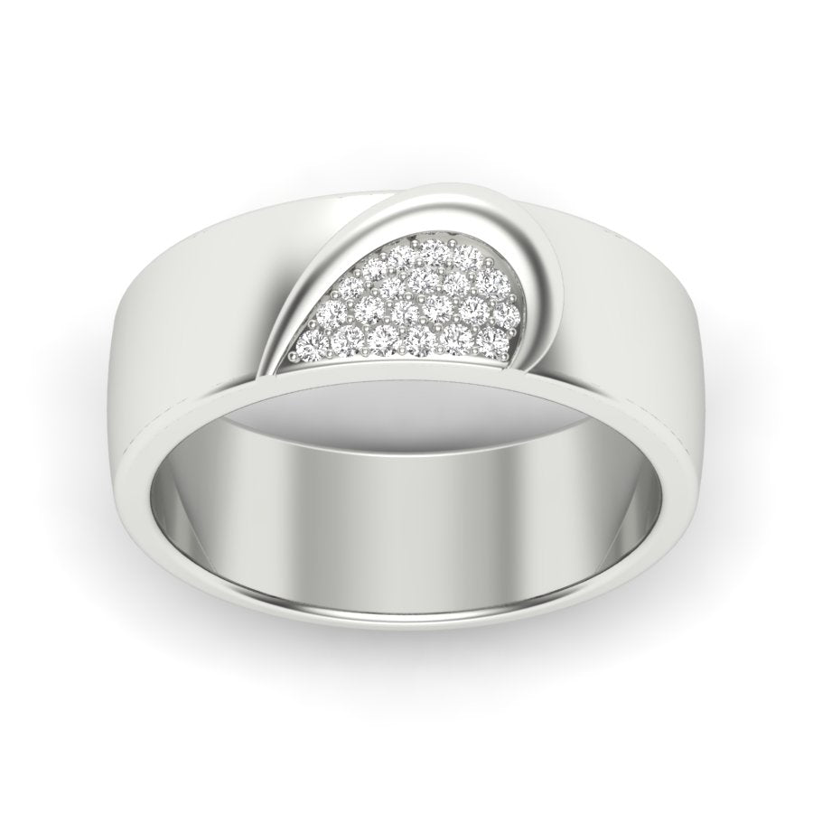 0.14 TW Couple Heart Band With Round Cut Lab Grown Diamond Engagement Band Wedding Band Men's Band PR525