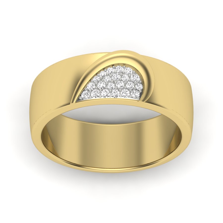 0.14 TW Couple Heart Band With Round Cut Lab Grown Diamond Engagement Band Wedding Band Men's Band PR525