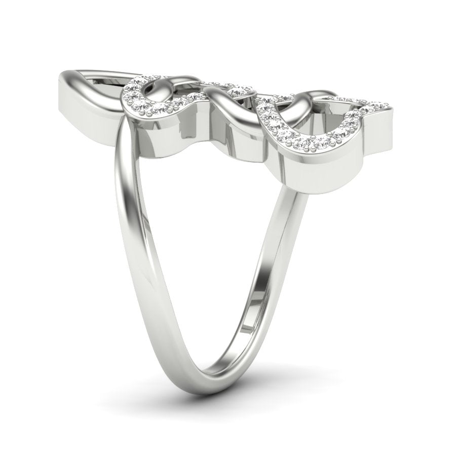 0.27 TW Interlinked Hearts Design With Round Cut Lab Grown Diamond Ring Prong Engagement Ring Bridal Wedding Ring PR527