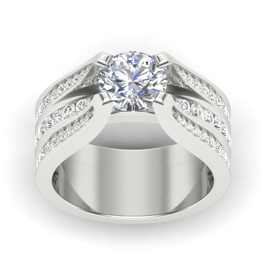 1.92 TW Square Prong & Channel Setting Band Round Cut Lab Grown Diamond Band Engagement Band Bridal Wedding Band PR528