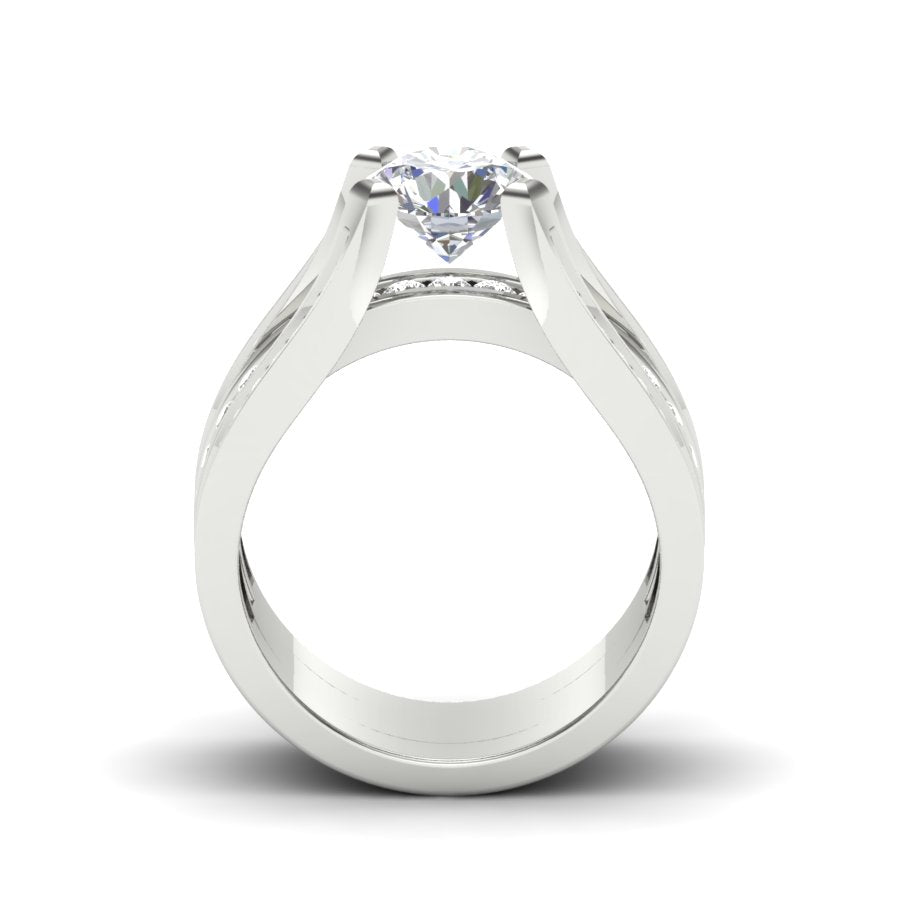 1.92 TW Square Prong & Channel Setting Band Round Cut Lab Grown Diamond Band Engagement Band Bridal Wedding Band PR528