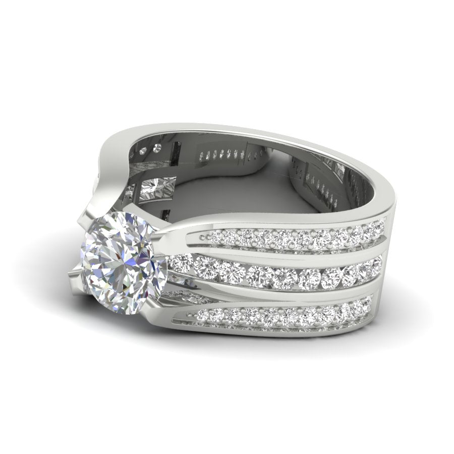 1.92 TW Square Prong & Channel Setting Band Round Cut Lab Grown Diamond Band Engagement Band Bridal Wedding Band PR528