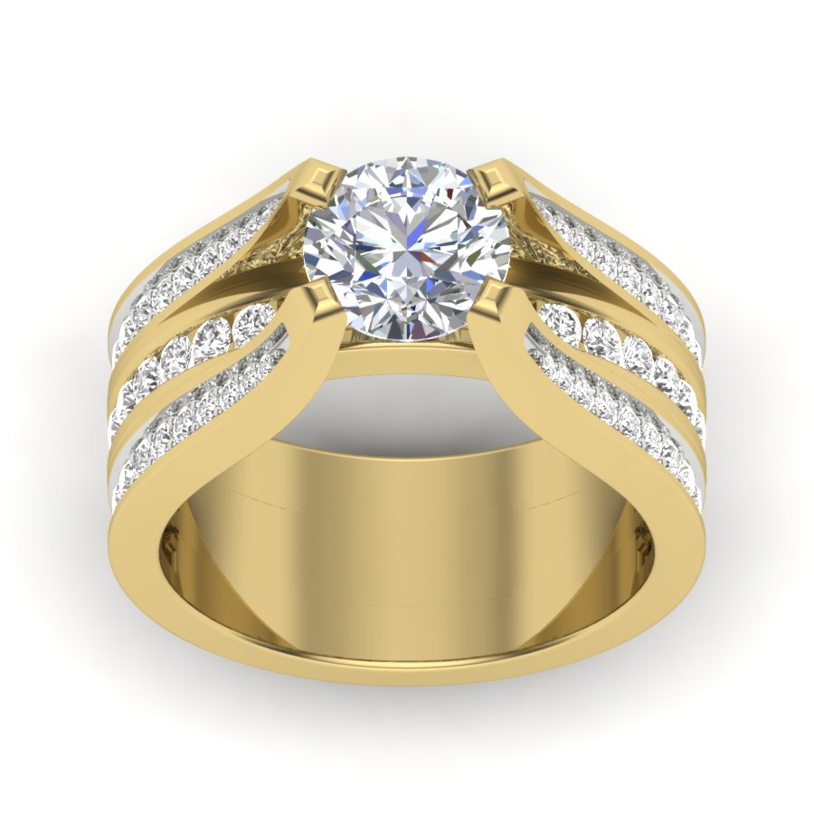 1.92 TW Square Prong & Channel Setting Band Round Cut Lab Grown Diamond Band Engagement Band Bridal Wedding Band PR528