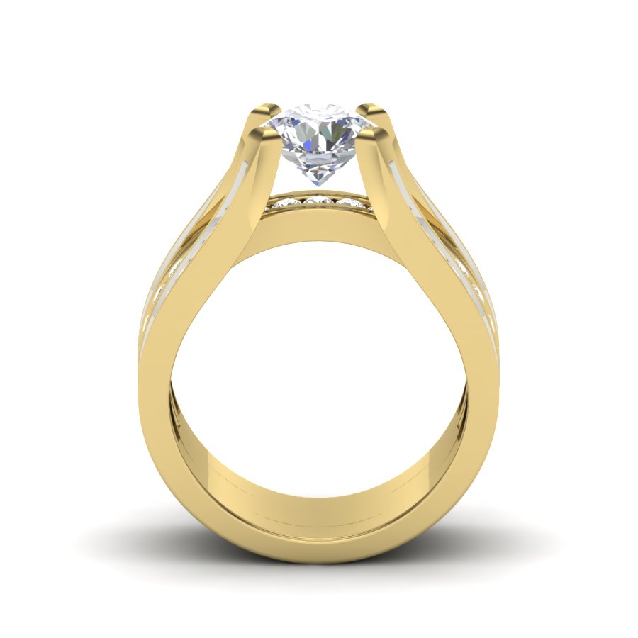 1.92 TW Square Prong & Channel Setting Band Round Cut Lab Grown Diamond Band Engagement Band Bridal Wedding Band PR528