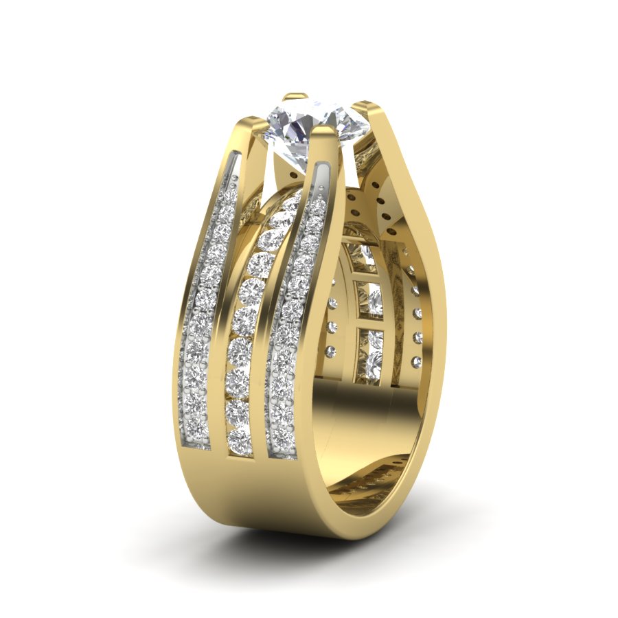 1.92 TW Square Prong & Channel Setting Band Round Cut Lab Grown Diamond Band Engagement Band Bridal Wedding Band PR528