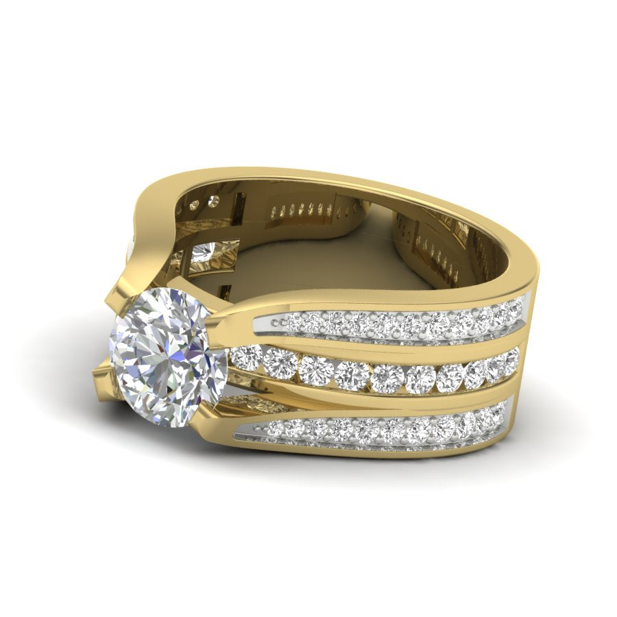 1.92 TW Square Prong & Channel Setting Band Round Cut Lab Grown Diamond Band Engagement Band Bridal Wedding Band PR528