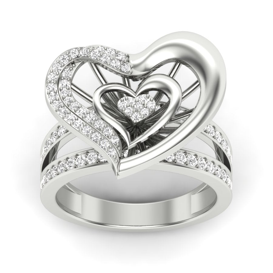 0.64 TW Heart Shape Ring Prong Set Round Cut Lab Grown Diamond Engagement Ring valentine Ring Wedding Ring Bridal Ring PR529