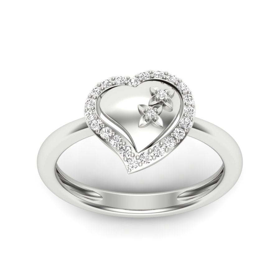 0.18 TW Gorgeous Hearts Design With Round Cut Lab Grown Diamond Ring Engagement Ring Bridal Wedding Ring Valentine Gift Ring PR536