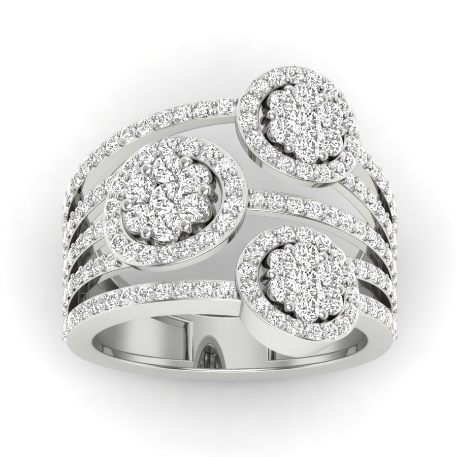 1.23 TW Round Cut Lab Grown Diamond Ring Presser Setting With Flower Design Engagement Ring Bridal Wedding Ring Solitaire Ring PR537