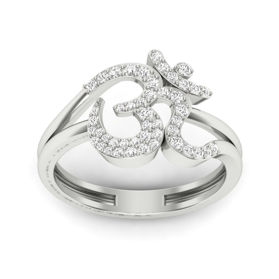 0.48 TW Round Cut Lab Grown Diamond Ring Double prong Setting With Om Design ring Woman's Engagement Ring Wedding Ring PR538