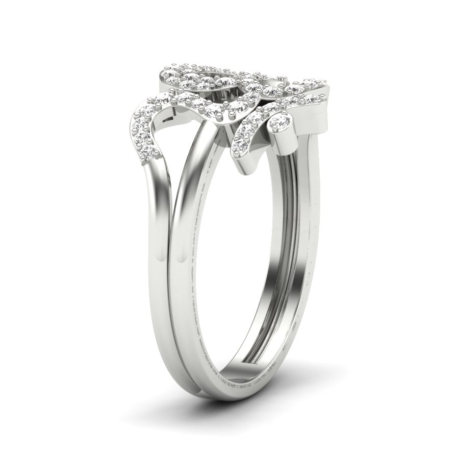 0.48 TW Round Cut Lab Grown Diamond Ring Double prong Setting With Om Design ring Woman's Engagement Ring Wedding Ring PR538