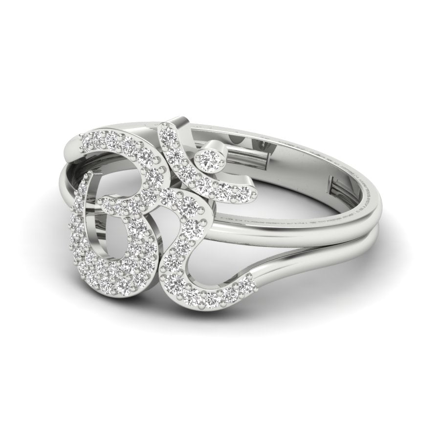 0.48 TW Round Cut Lab Grown Diamond Ring Double prong Setting With Om Design ring Woman's Engagement Ring Wedding Ring PR538