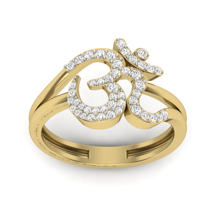 0.48 TW Round Cut Lab Grown Diamond Ring Double prong Setting With Om Design ring Woman's Engagement Ring Wedding Ring PR538