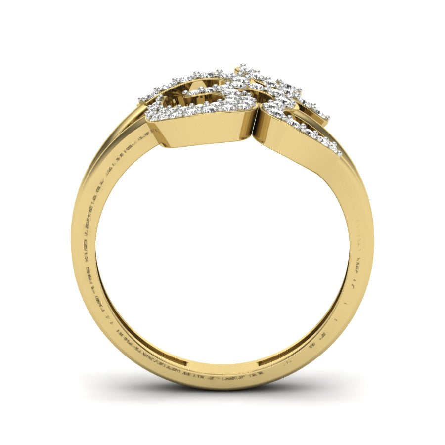 0.48 TW Round Cut Lab Grown Diamond Ring Double prong Setting With Om Design ring Woman's Engagement Ring Wedding Ring PR538