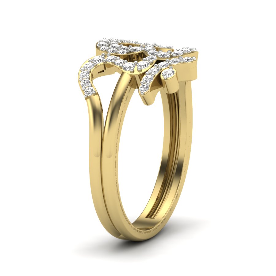 0.48 TW Round Cut Lab Grown Diamond Ring Double prong Setting With Om Design ring Woman's Engagement Ring Wedding Ring PR538