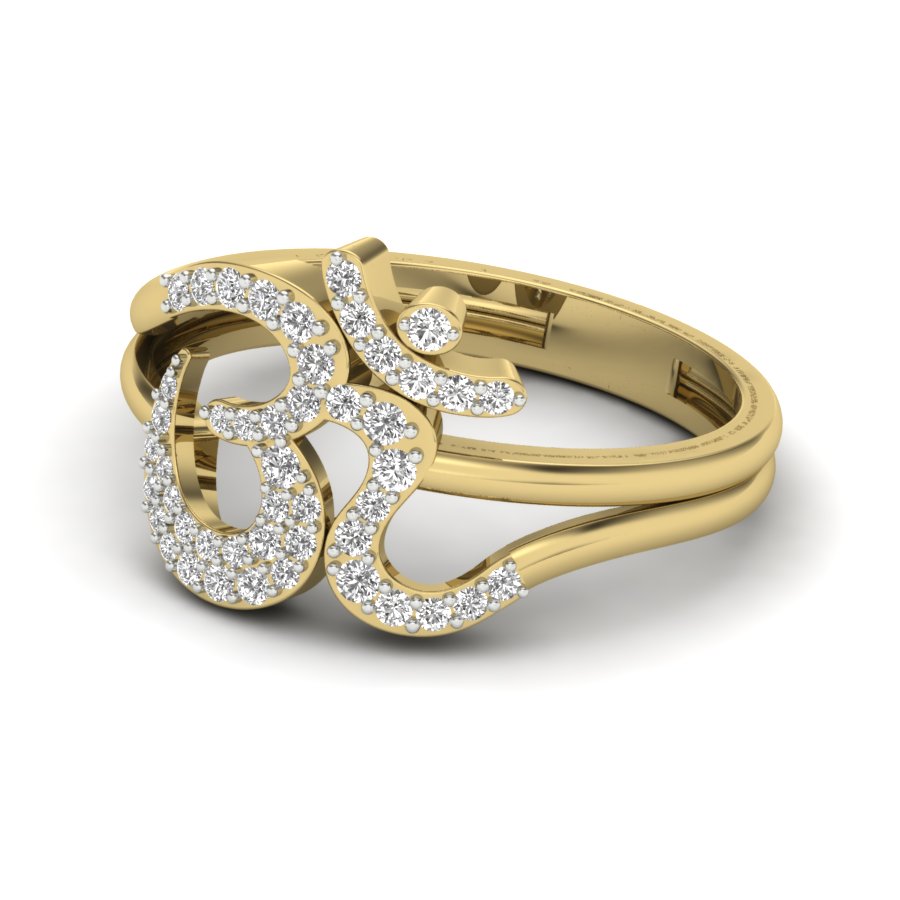 0.48 TW Round Cut Lab Grown Diamond Ring Double prong Setting With Om Design ring Woman's Engagement Ring Wedding Ring PR538