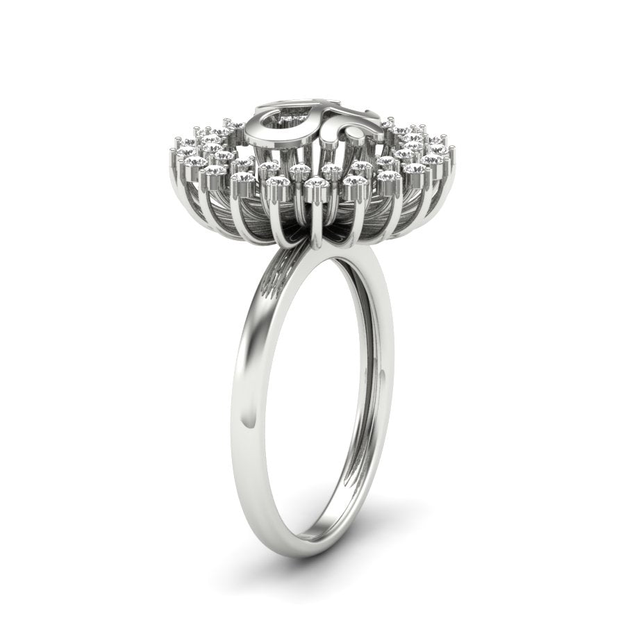 0.53 TW Om With Flower Shaped Diamond Ring Round Cut Lab Grown Diamond Ring Prong Setting Ring Woman's Engagement Ring Wedding Ring PR540