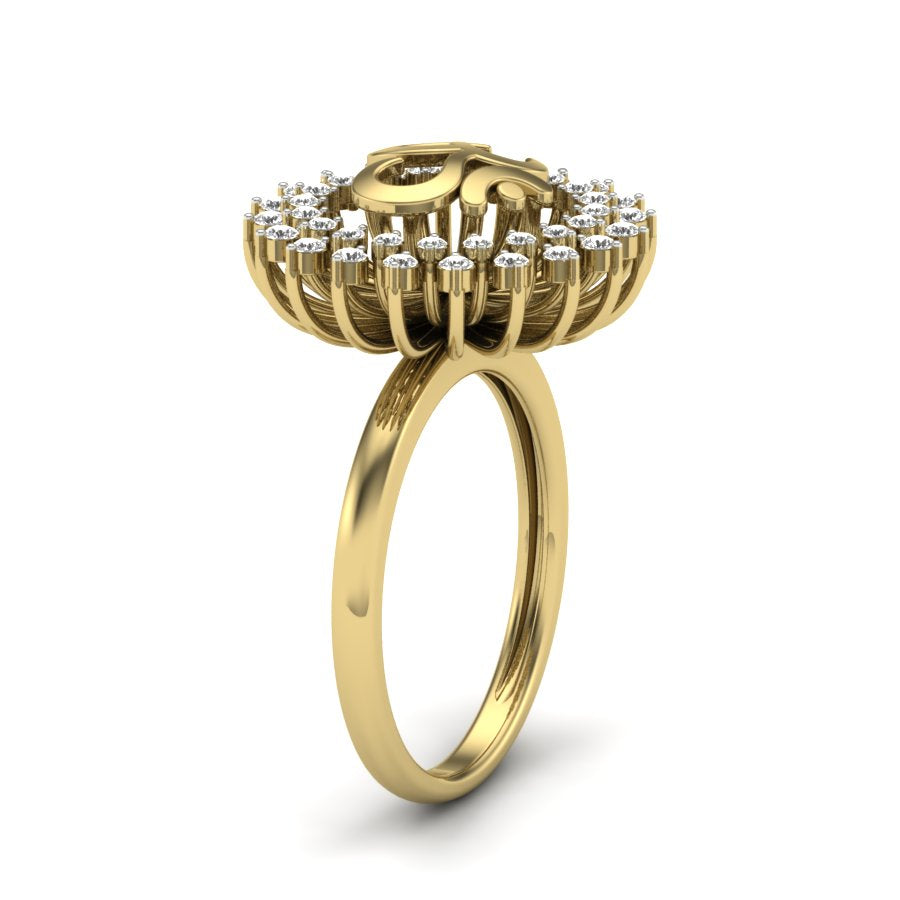 0.53 TW Om With Flower Shaped Diamond Ring Round Cut Lab Grown Diamond Ring Prong Setting Ring Woman's Engagement Ring Wedding Ring PR540