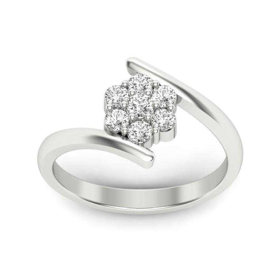 0.37 TW Round Cut Lab Grown Diamond Ring Flower Cluster Bypass Engagement Promise Ring Bridal Wedding Ring PR546