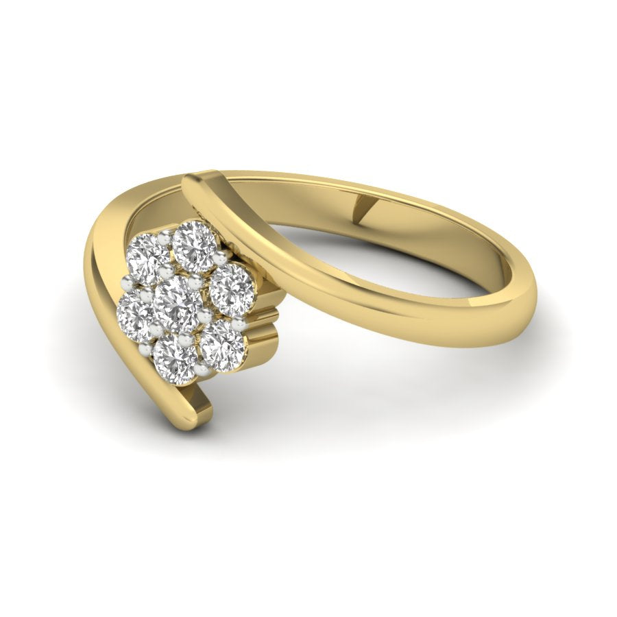 0.37 TW Round Cut Lab Grown Diamond Ring Flower Cluster Bypass Engagement Promise Ring Bridal Wedding Ring PR546