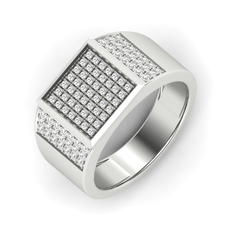 0.64 TW Studded Square Band Round Cut Lab Grown Diamond Band Engagement Band Men's Wedding Band PR553