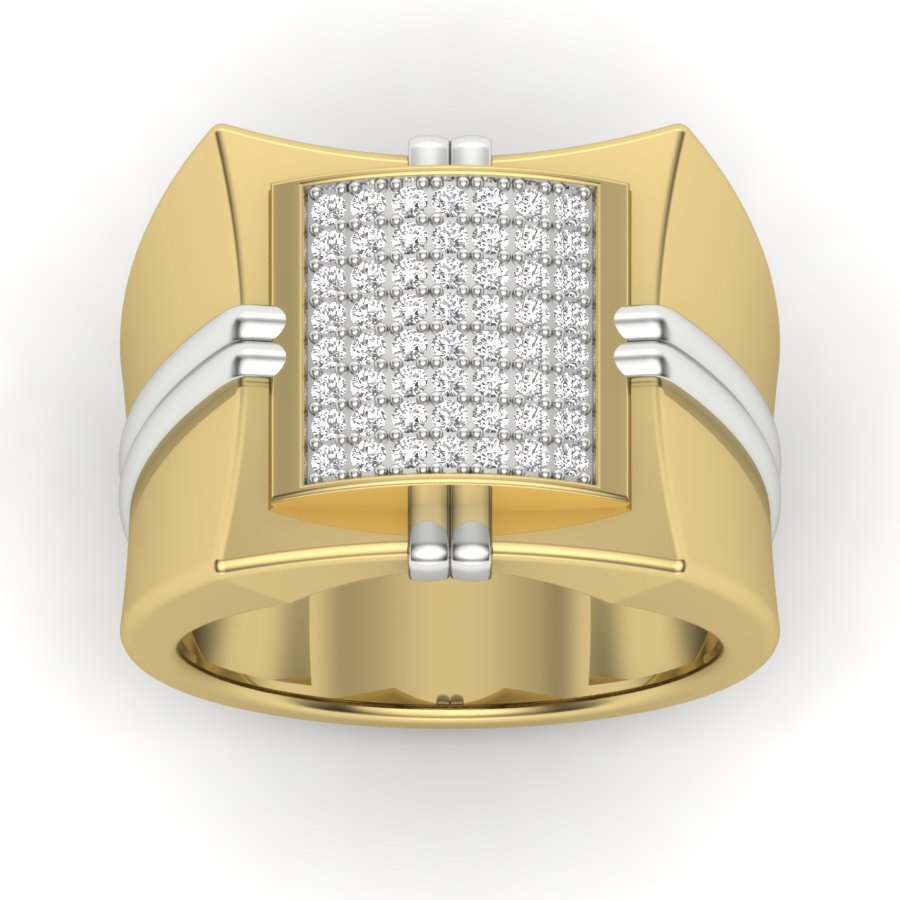 0.46 TW square men diamond ring Round Cut Lab Grown Diamond Band Pave & Prong Set Band Men's Wedding Band Two Tone Engagement Band PR554