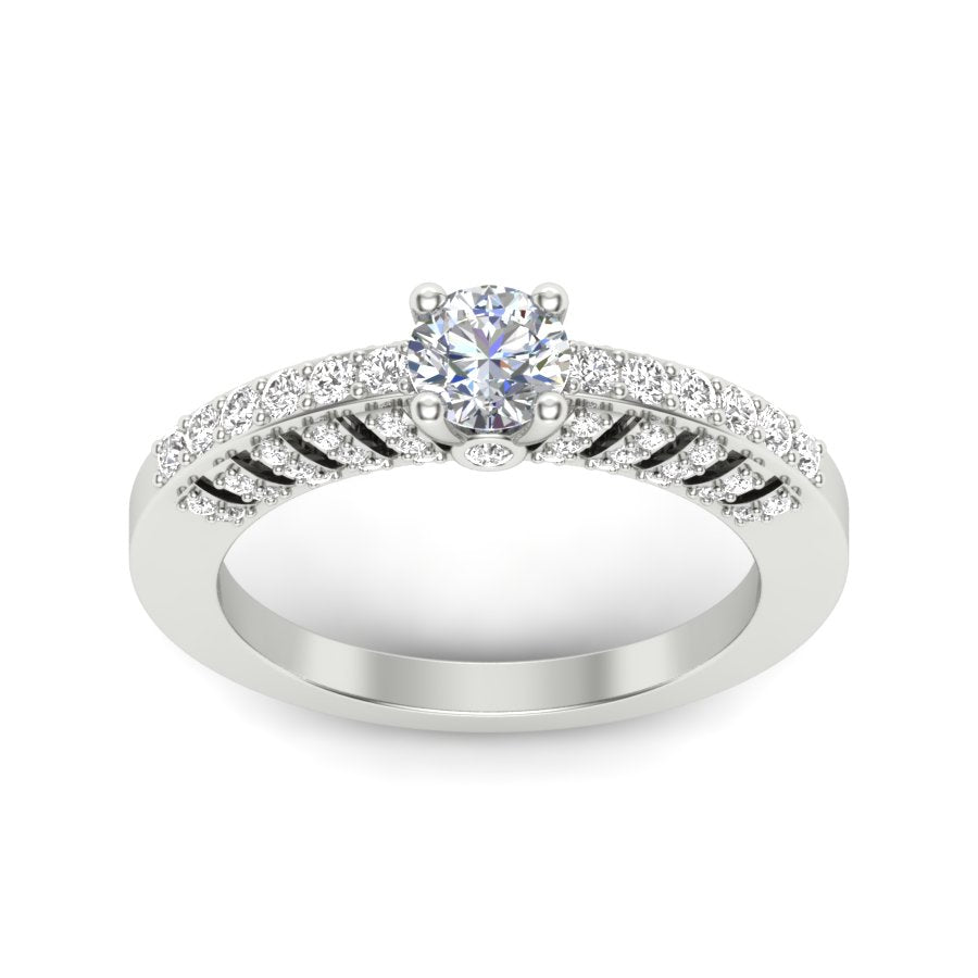 0.97 TW Round Cut Lab Grown Diamond Ring Prong/ Bezel Set Women Engagement Ring Wedding Ring PR561