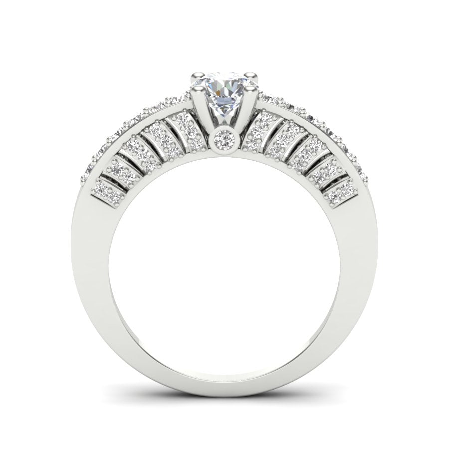 0.97 TW Round Cut Lab Grown Diamond Ring Prong/ Bezel Set Women Engagement Ring Wedding Ring PR561
