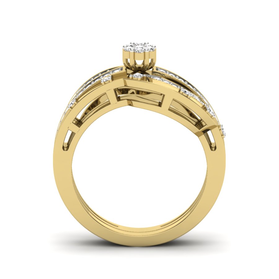 0.42 TW Flower Design Round Cut Lab Grown Diamond Ring Set Ladies Cluster Setting Engagement Ring Wedding Ring PR564