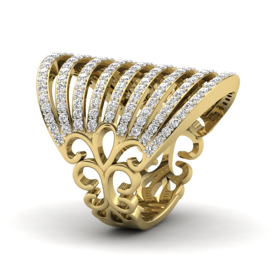 1.36 TW Cocktail Style Round Cut Lab Grown Diamond Ring Gold Engagement Ring Prong Set Ring Wedding Ring PR571