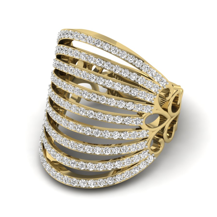 1.36 TW Cocktail Style Round Cut Lab Grown Diamond Ring Gold Engagement Ring Prong Set Ring Wedding Ring PR571