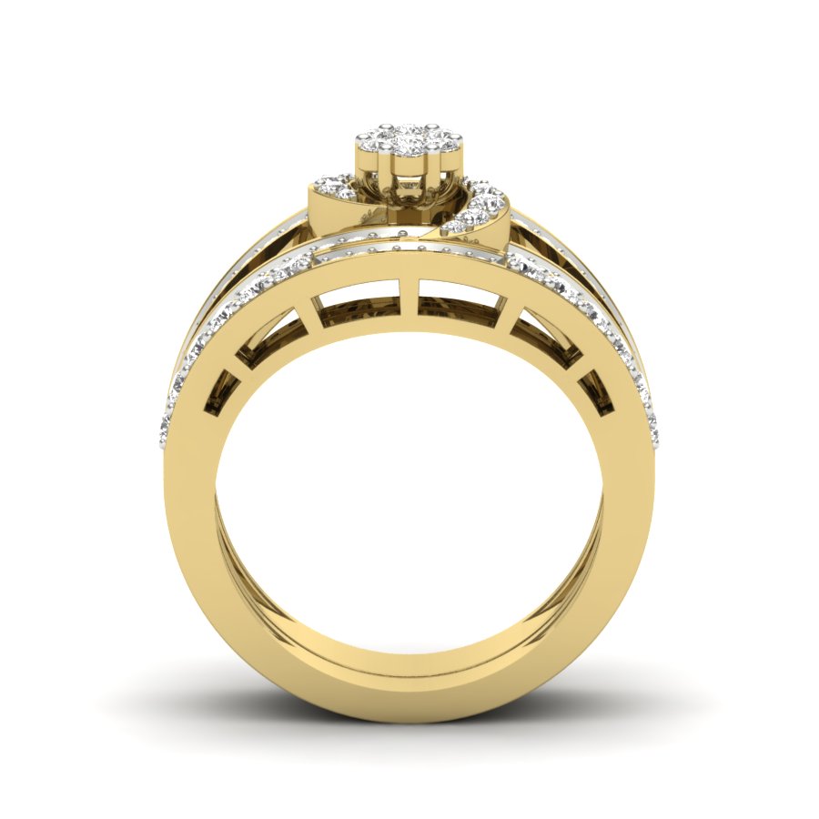 0.68 TW Flower Design Round Cut Lab Grown Diamond Ring Set Ladies Cluster Setting Engagement Ring Wedding Ring PR574