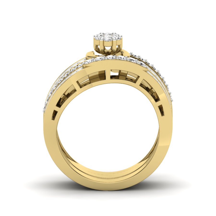 Flower Design Ring 0.57 TW Round Cut Lab Grown Diamond Ring Set Ladies Cluster Setting Engagement Ring Wedding Ring Bridal Ring Set PR575