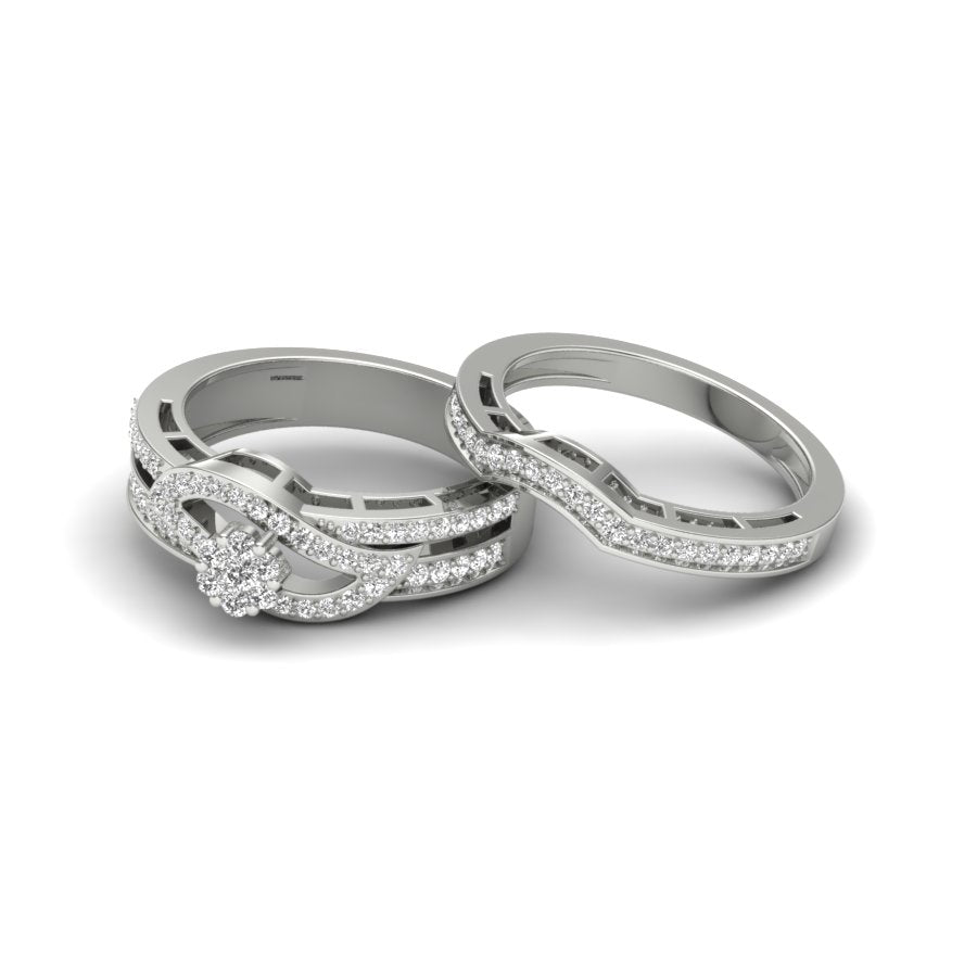 Flower Design Ring 0.66 TW Round Cut Lab Grown Diamond Ring Set Ladies Cluster Setting Bridal Ring Set Engagement Ring Wedding Ring PR580