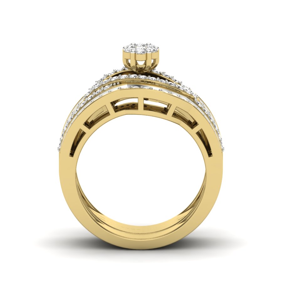 Flower Design Ring 0.66 TW Round Cut Lab Grown Diamond Ring Set Ladies Cluster Setting Bridal Ring Set Engagement Ring Wedding Ring PR580