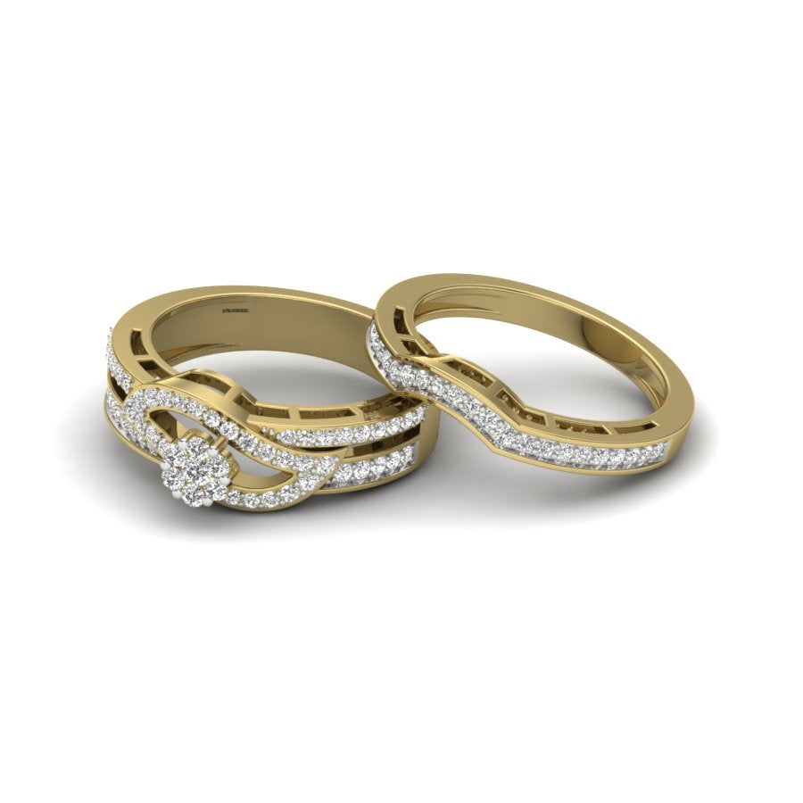 Flower Design Ring 0.66 TW Round Cut Lab Grown Diamond Ring Set Ladies Cluster Setting Bridal Ring Set Engagement Ring Wedding Ring PR580