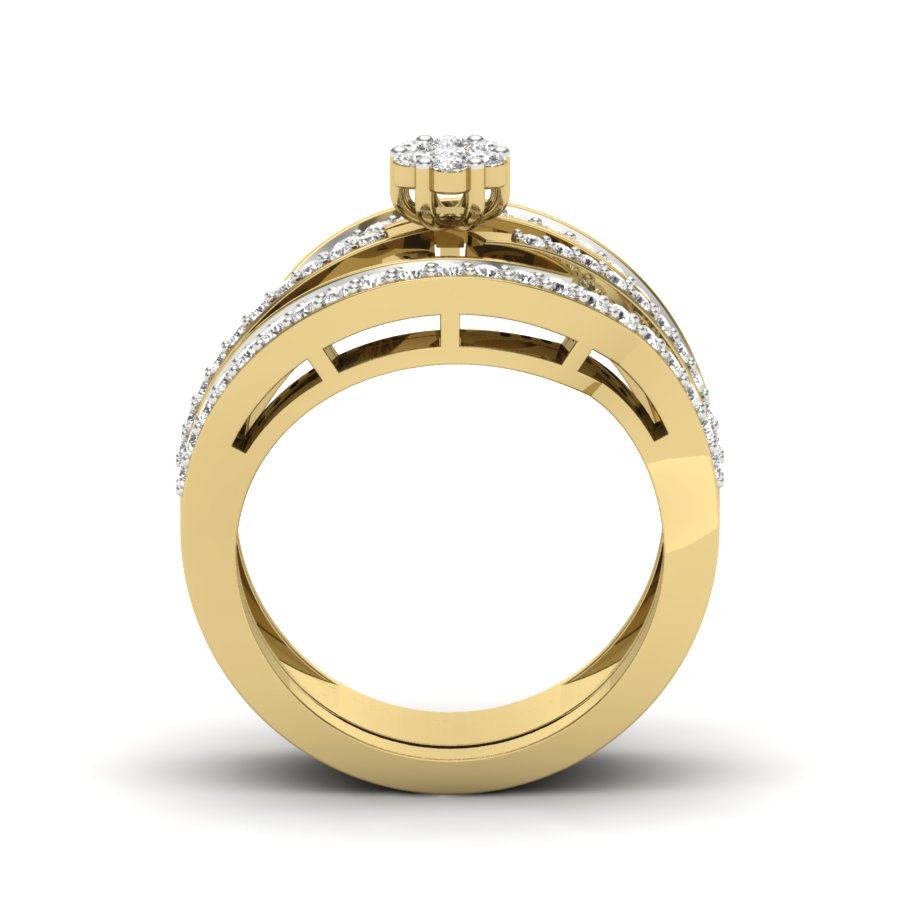 0.79 TW Flower Design Round Cut Lab Grown Diamond Ring Set Ladies Cluster Setting Engagement Ring Bridal Ring Set Wedding Ring PR581