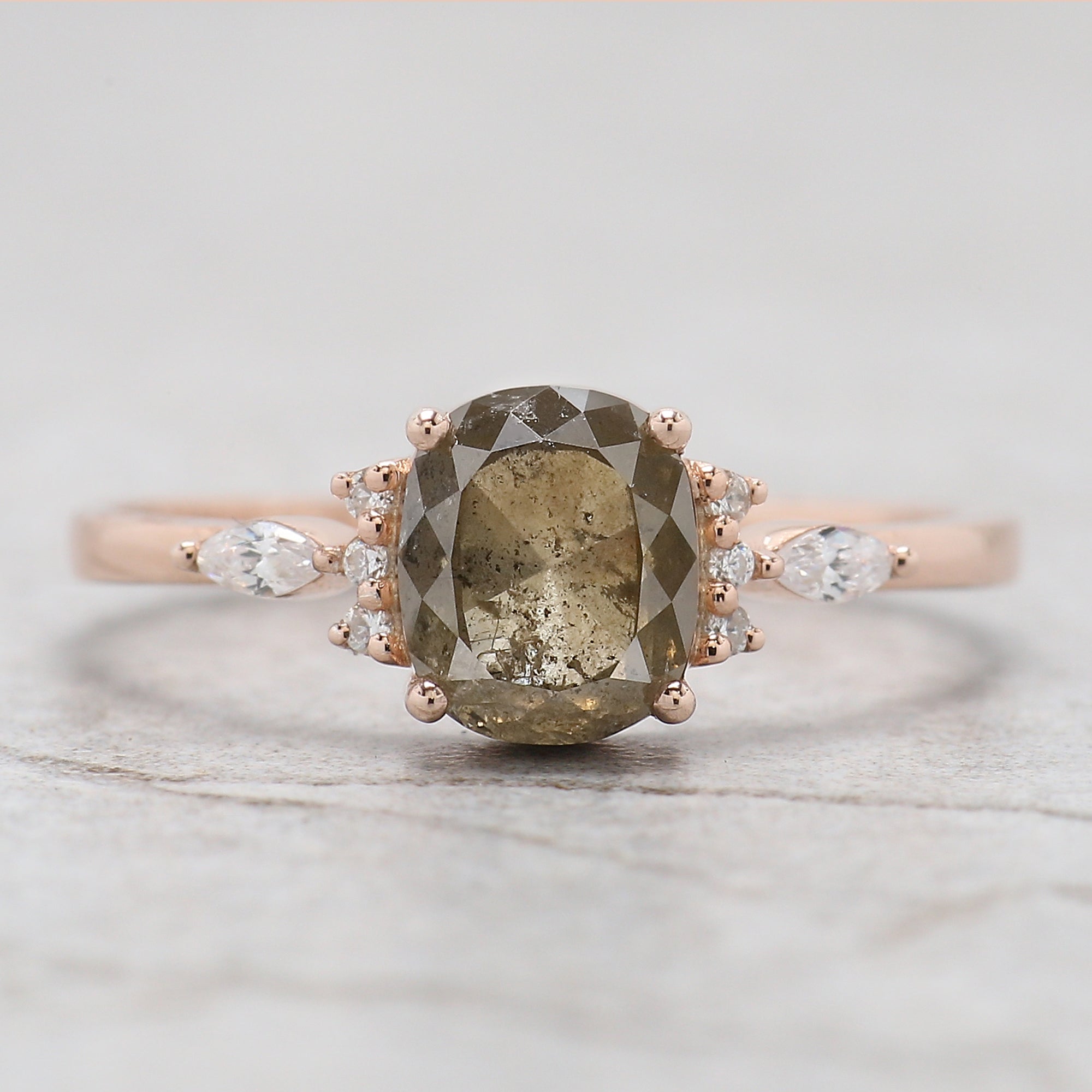 Cushion Cut Yellow Color Diamond Ring 1.29 Ct 6.80 MM Cushion Diamond Ring 14K Solid Rose Gold Silver Engagement Ring Gift For Her QL7333