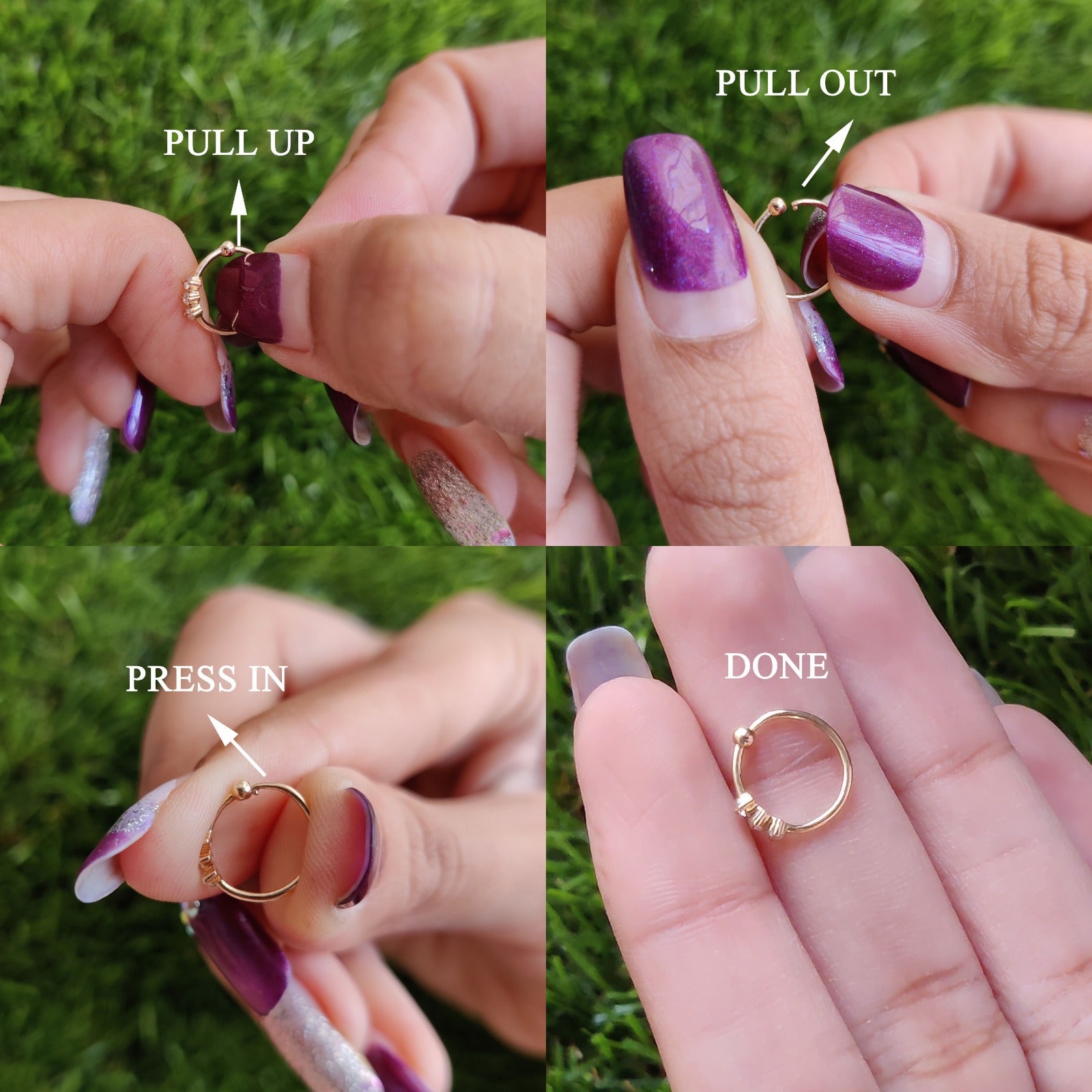 Natural Round White Diamond Nose Rings Engagement Wedding Gift Nose Ring 14K Solid Rose White Yellow Gold Nose Ring 0.01 CT KD1010