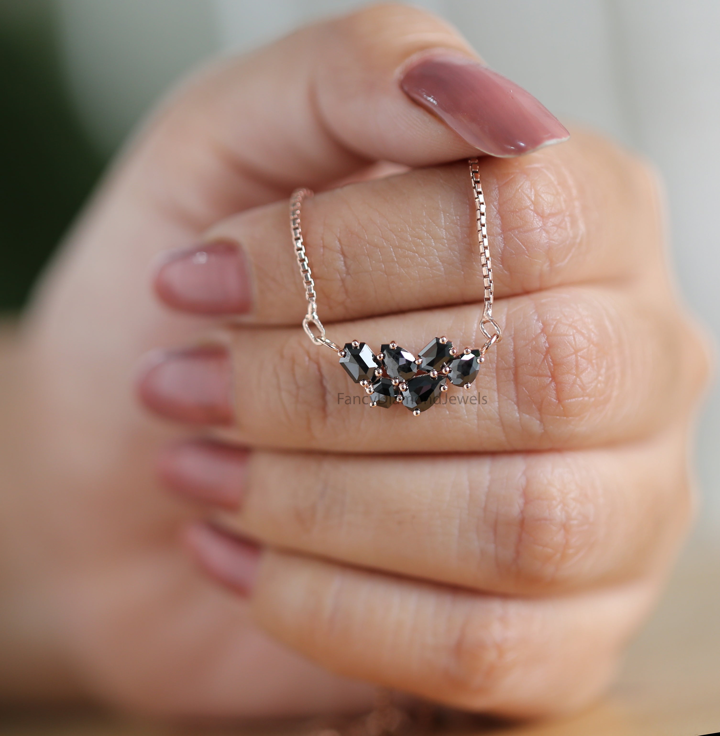 Mix Shape Black Diamond Pendant, Unique Diamond Pendant, Black Diamond Pendant, Dangling Diamond Pendant, Mix Shape Diamond Pendant KDL2701