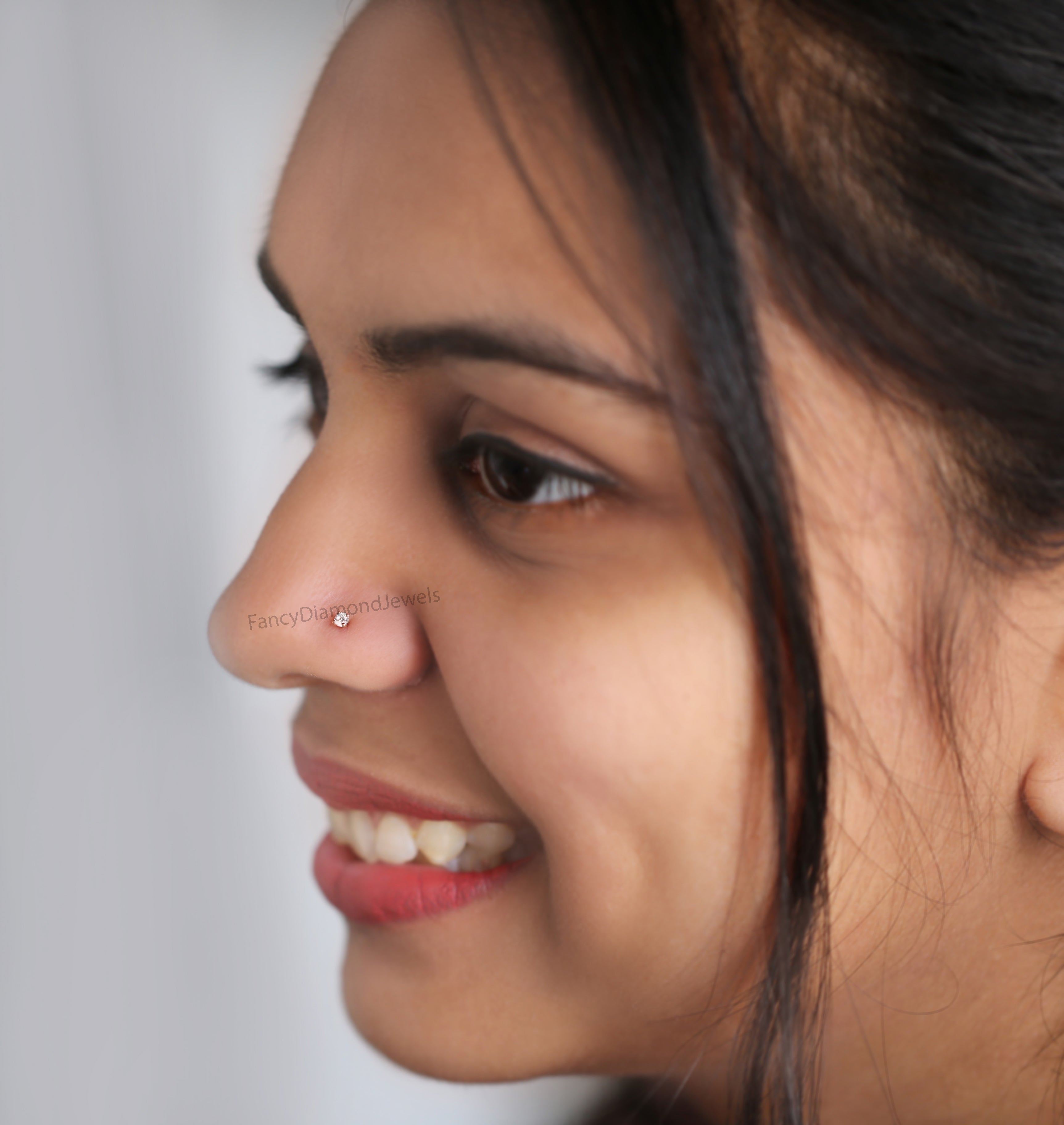 Natural White Round Diamond Nose Rings Engagement Wedding Gift Nose Ring 14K Solid Rose White Yellow Gold Nose Ring 0.05 CT KD952