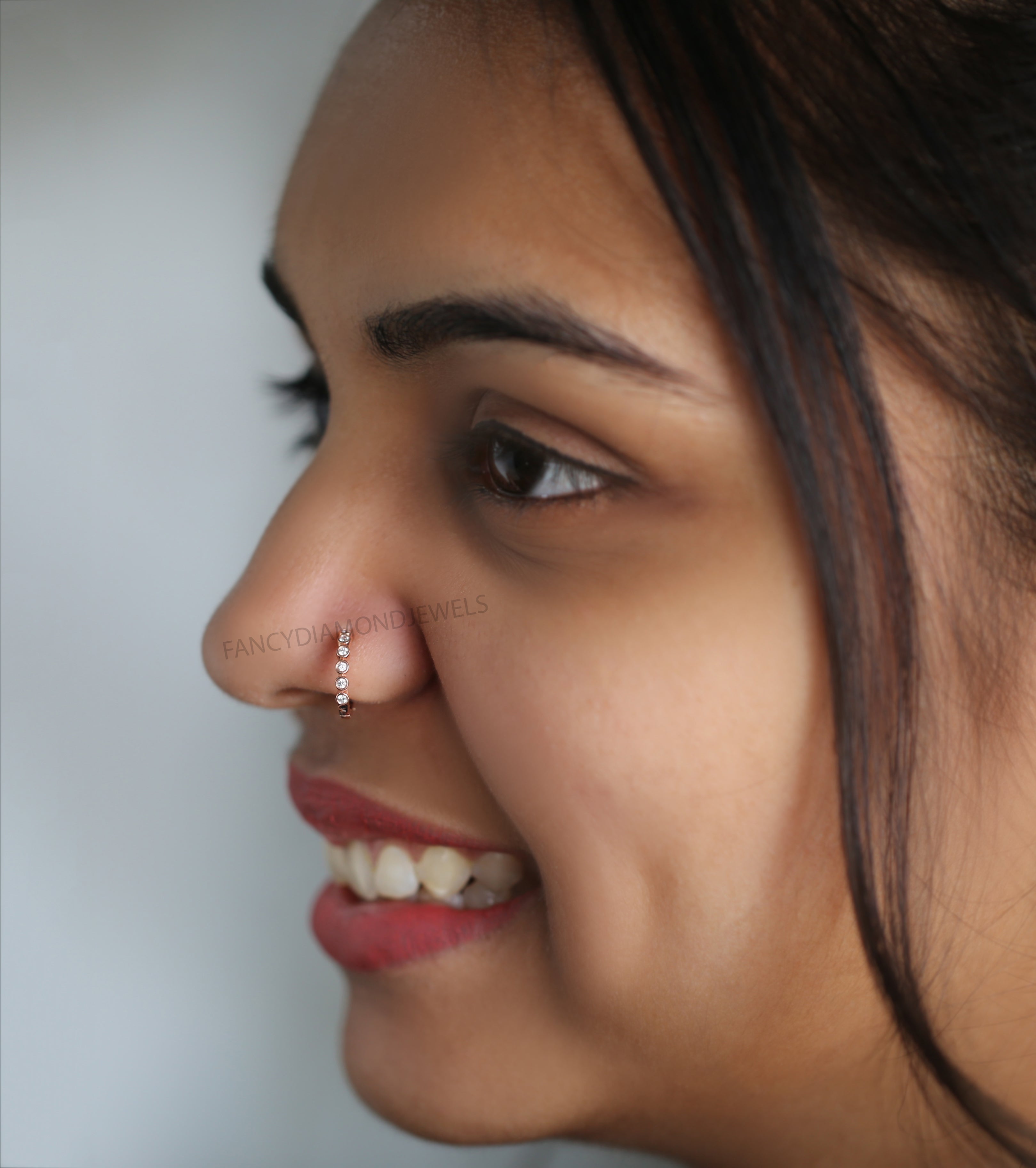 Natural White Round Diamond Nose Rings Engagement Wedding Gift Nose Ring 14K Solid Rose White Yellow Gold Nose Ring 0.06 CT KD963