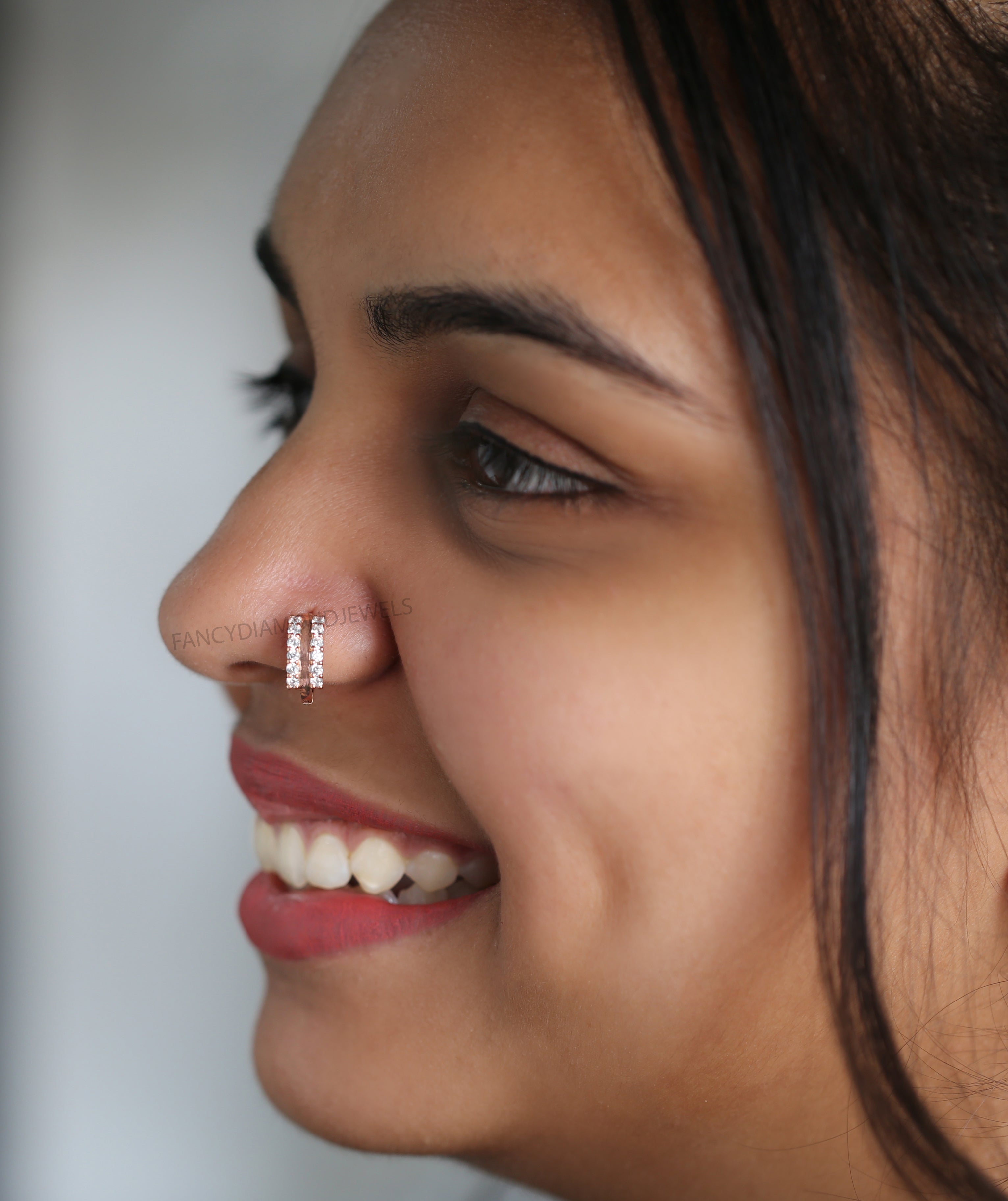 Natural White Round Diamond Nose Rings Engagement Wedding Gift Nose Ring 14K Solid Rose White Yellow Gold Nose Ring 0.30 CT KD968