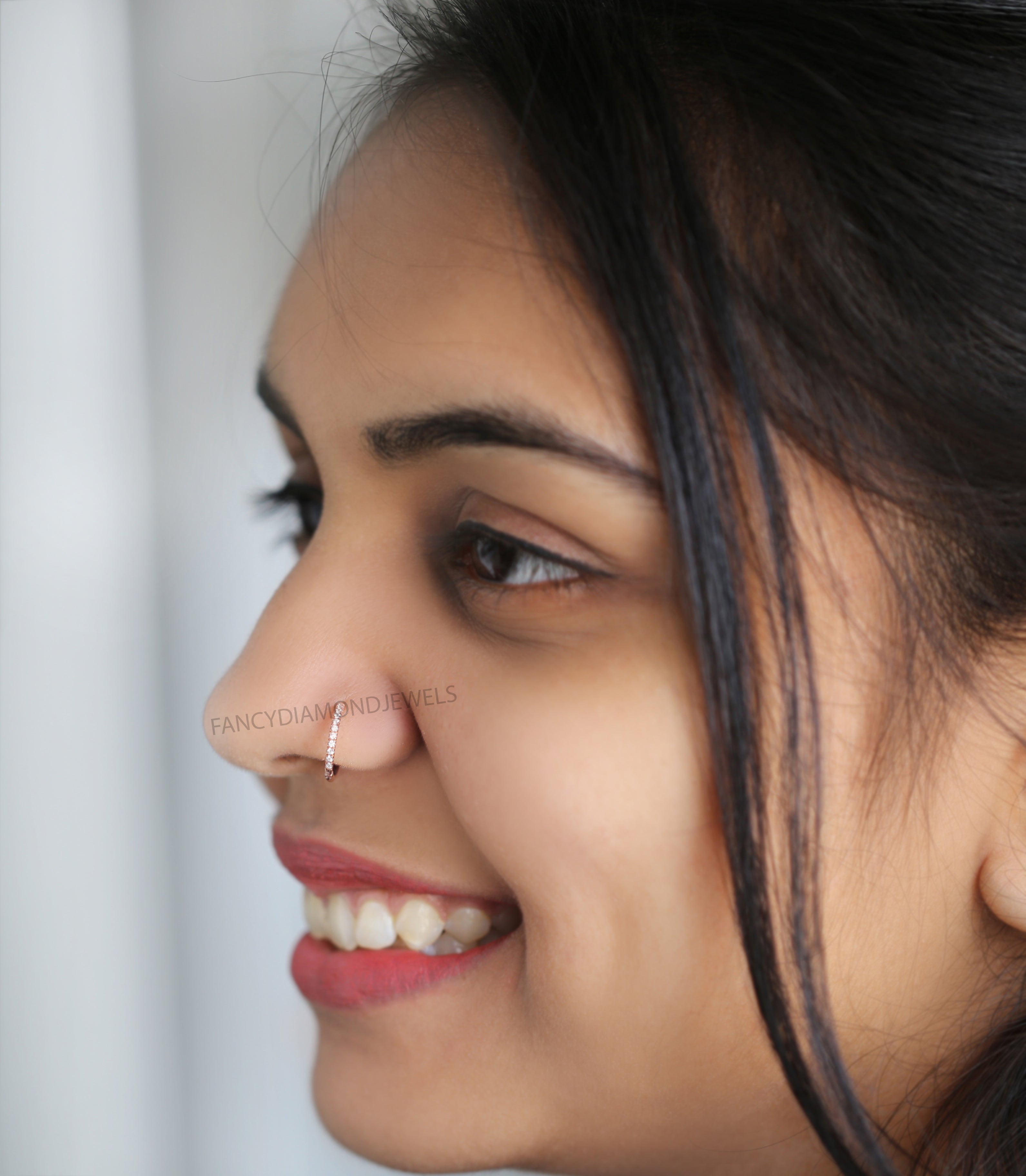 Natural White Round Diamond Nose Rings Engagement Wedding Gift Nose Ring 14K Solid Rose White Yellow Gold Nose Ring 0.08 CT KD971