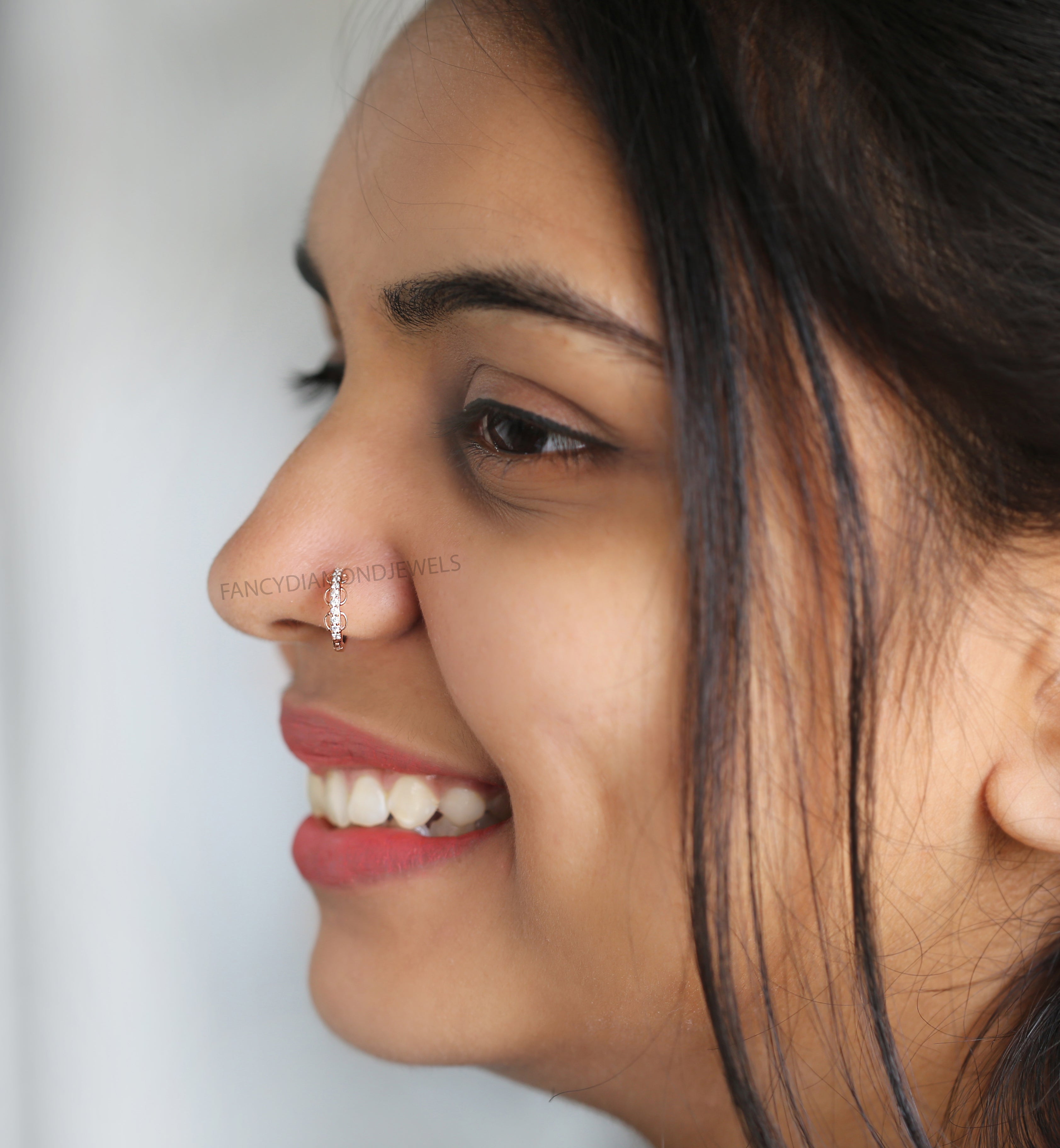 Natural White Round Diamond Nose Rings Engagement Wedding Gift Nose Ring 14K Solid Rose White Yellow Gold Nose Ring 0.08 CT KD972