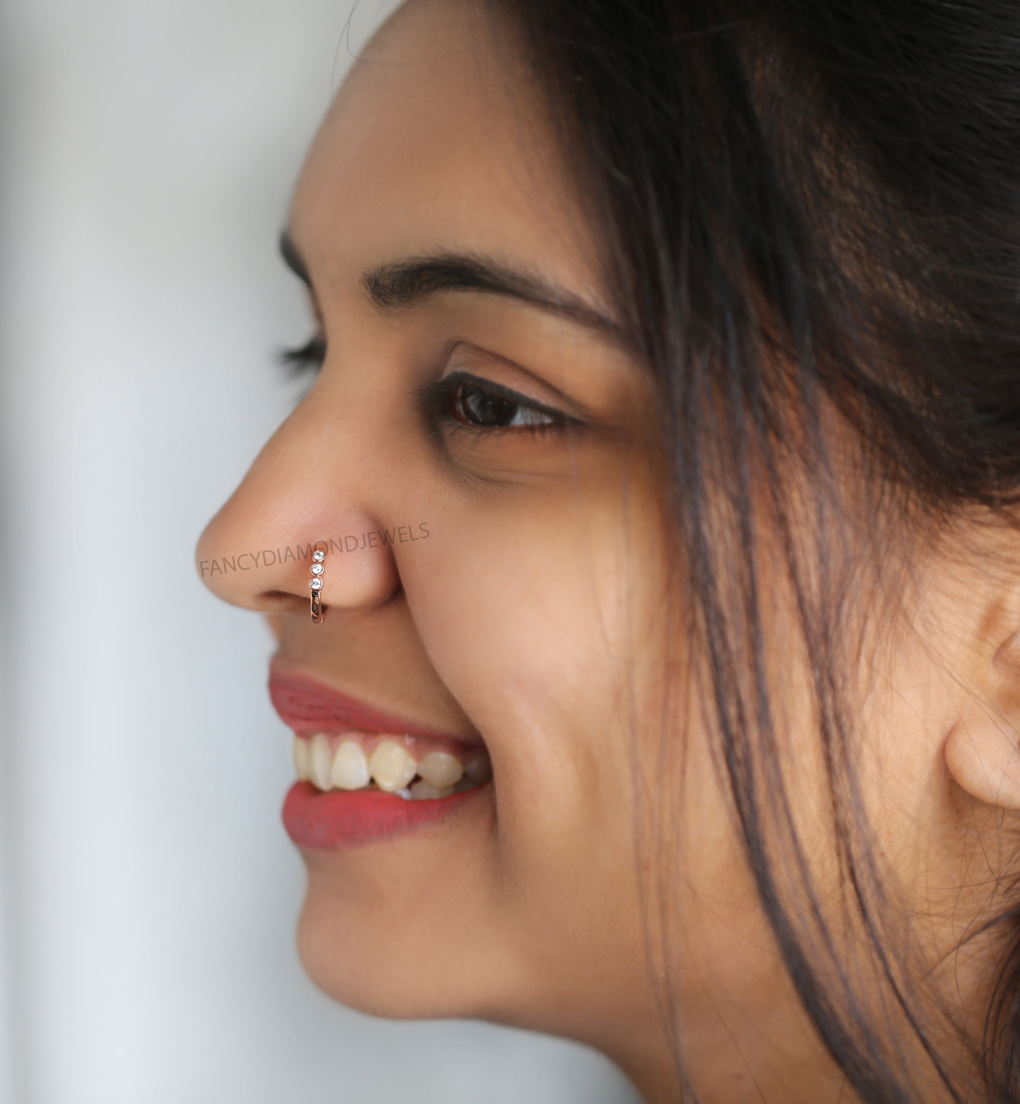 Natural White Round Diamond Nose Rings Engagement Wedding Gift Nose Ring 14K Solid Rose White Yellow Gold Nose Ring 0.05 CT KD974