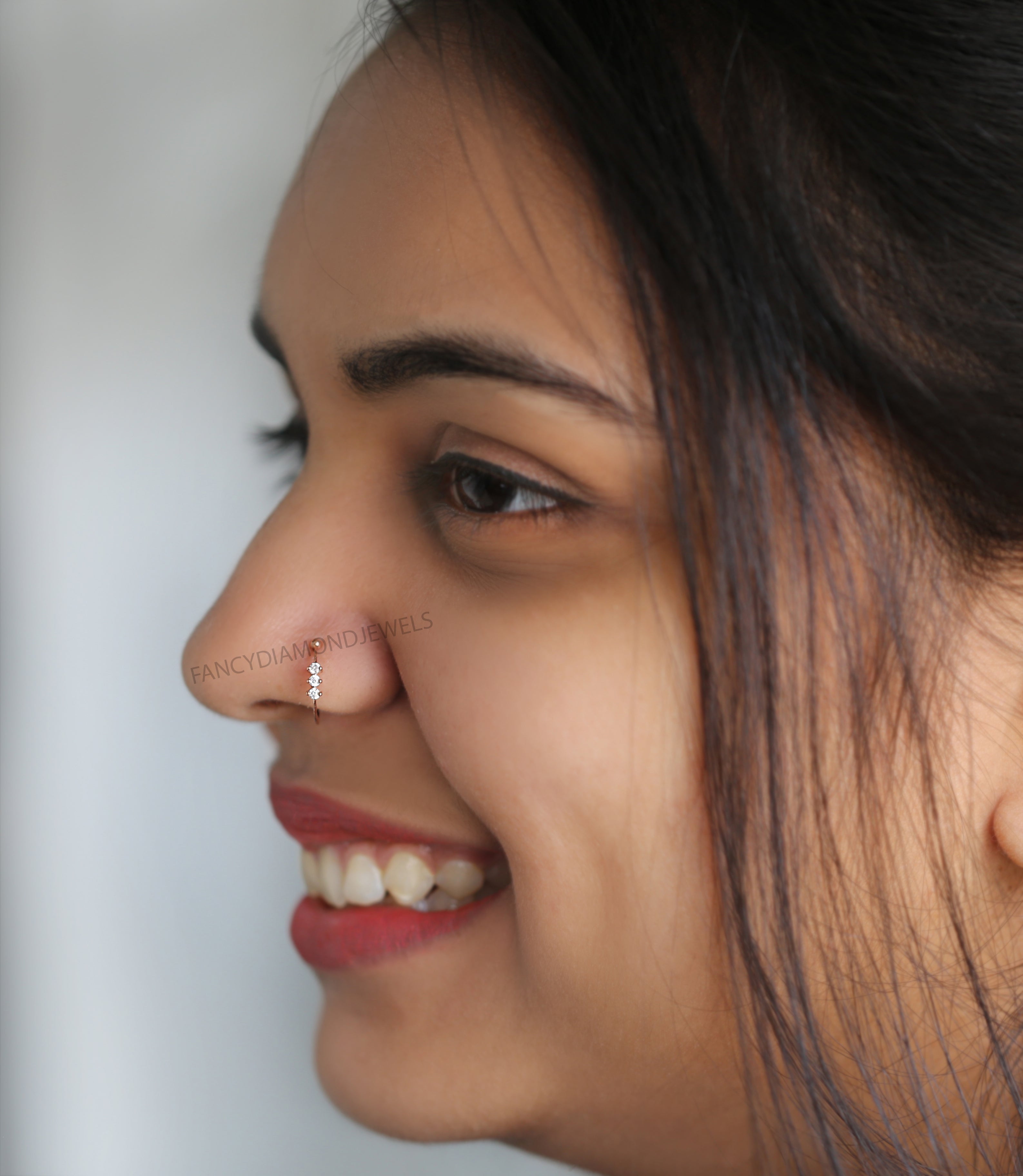 Natural White Round Diamond Nose Rings Engagement Wedding Gift Nose Ring 14K Solid Rose White Yellow Gold Nose Ring 0.06 CT KD976