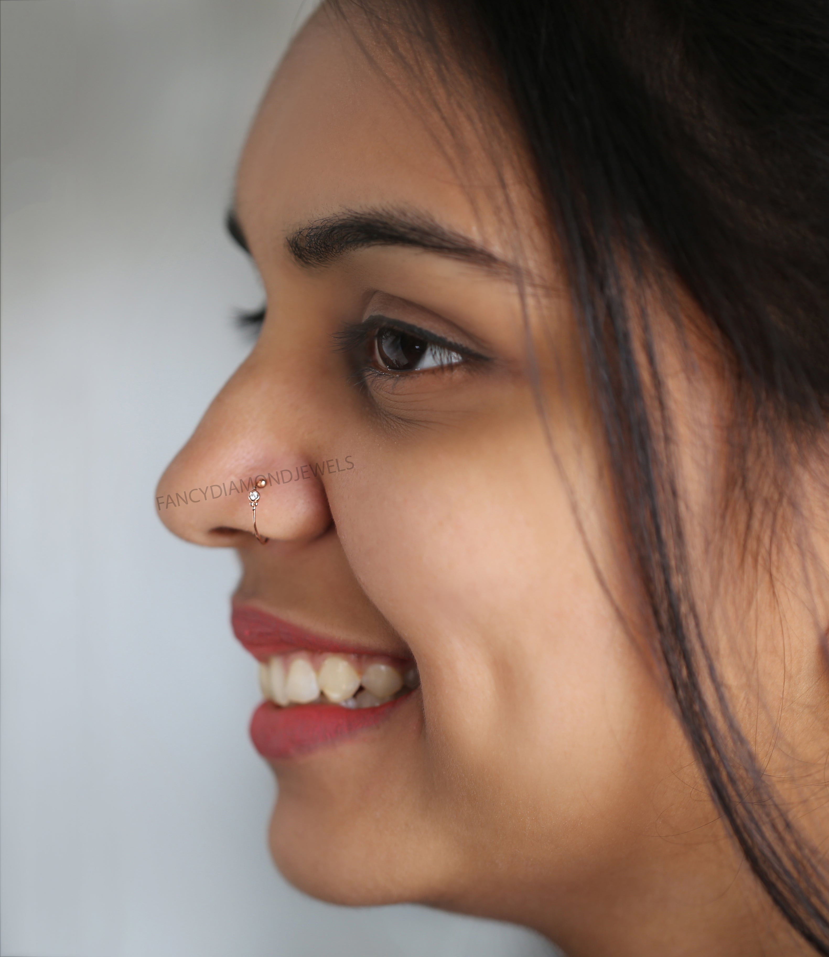 Natural Round White Diamond Nose Rings Engagement Wedding Gift Nose Ring 14K Solid Rose White Yellow Gold Nose Ring 0.01 CT KD979