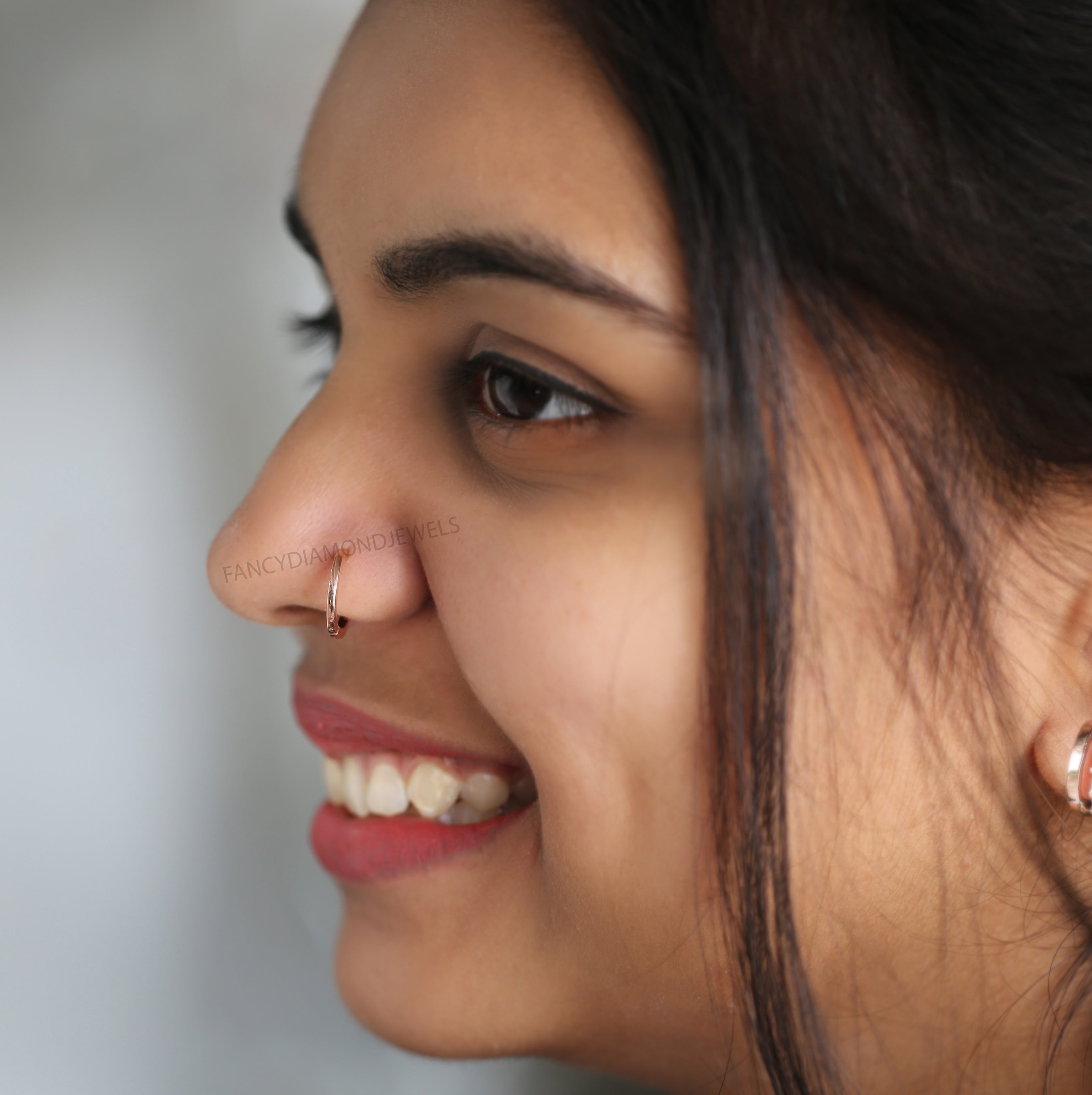 Plain Gold 14K Solid Rose White Yellow Gold Nose Ring Engagement Wedding Gift Nose Ring KD984